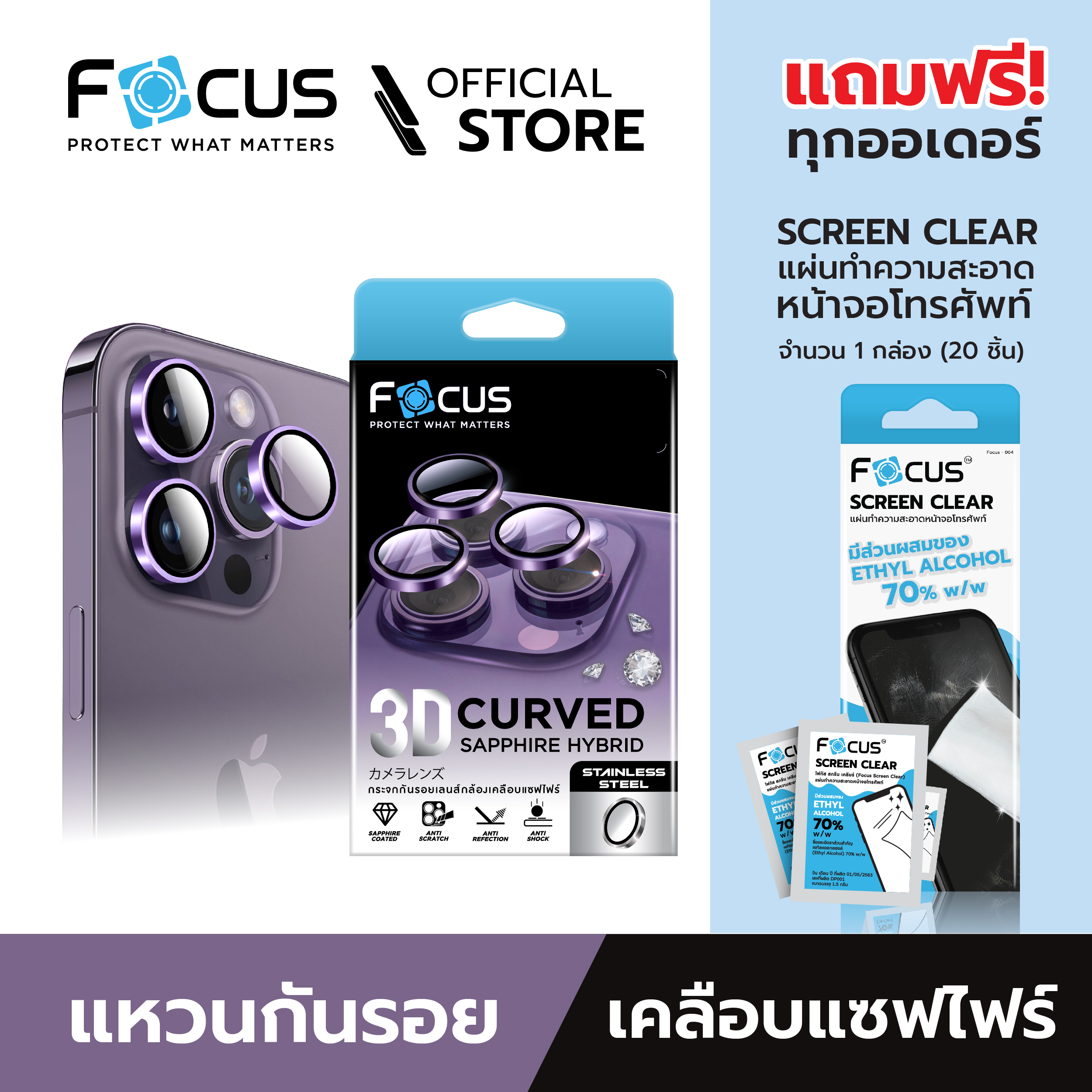แหวนเลนส์กล้อง เคลือบซัฟไฟร์ โฟกัส