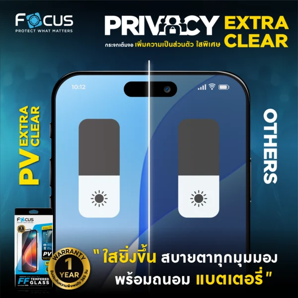 ฟิล์มกระจกกันรอยเต็มจอ Focus Extra Clear แบบกันมอง สำหรับ iPhone 15 Pro Max / 15 Pro | รับประกัน 1 ปี - Image 2