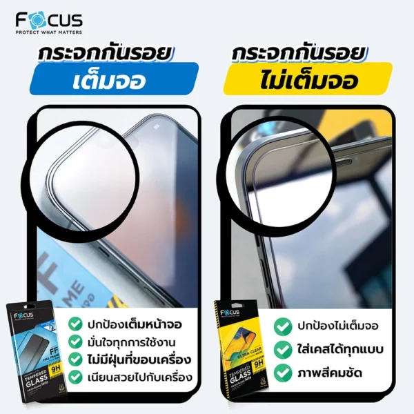 [Official][iPhone 17] Focus ฟิล์มกระจก Ultra Clear หน้า–หลัง ใสคมชัด - Image 2