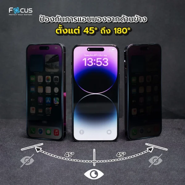 [Official][iPhone 17] Focus ฟิล์มกระจกเต็มจอ Privacy Matte กันมอง ผิวด้าน ขอบดำ - Image 3